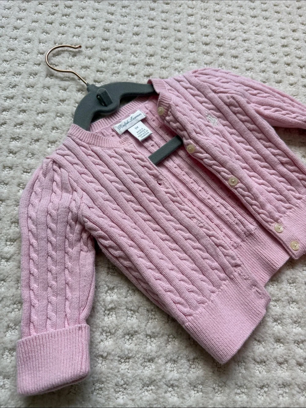 Ralph Lauren Baby Pink Cable Knit Cardigan - Baby